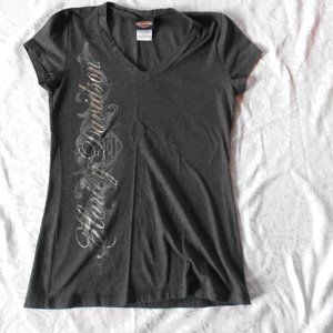 Harley Davidson, Dark Gray Size Small Vee Neck Top
